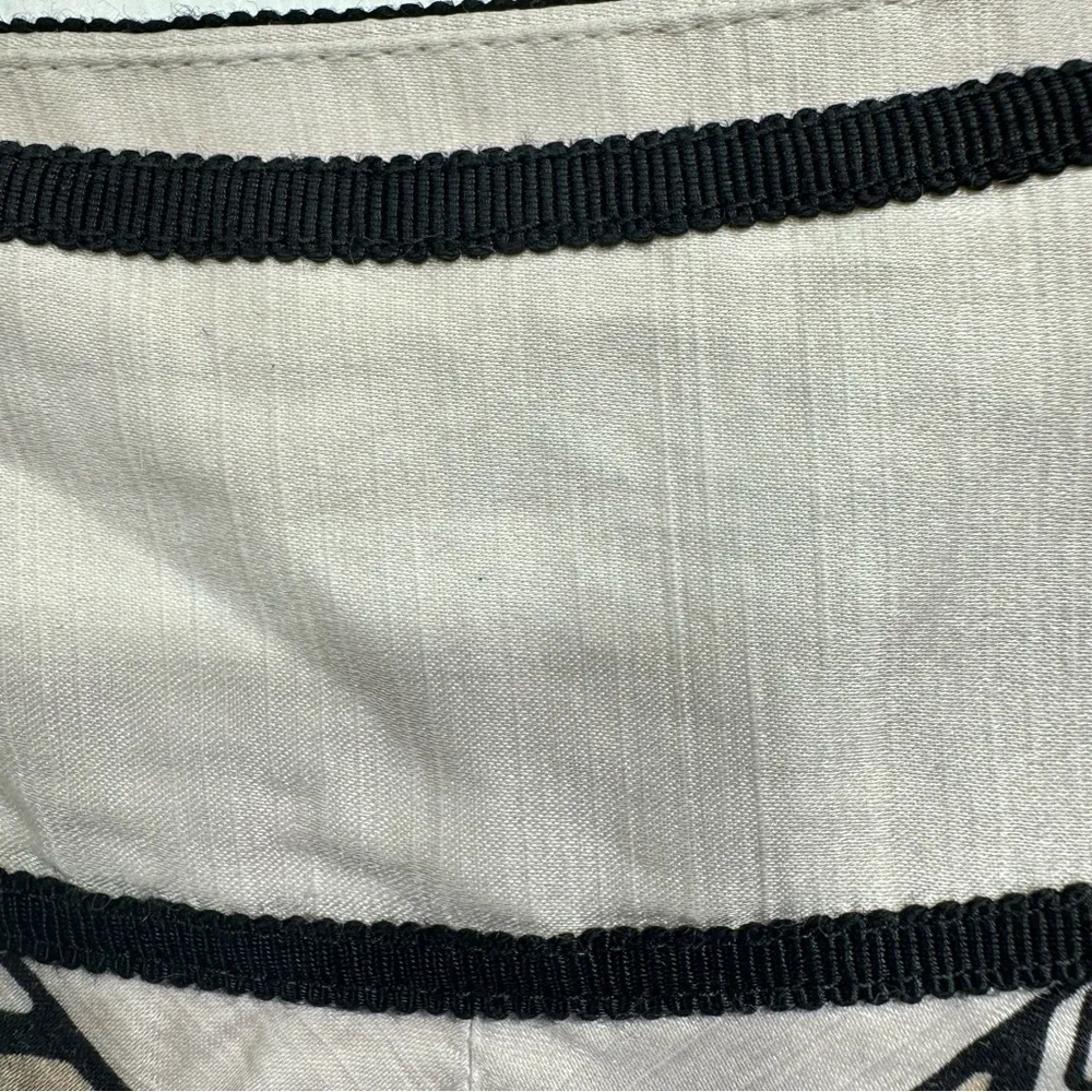 White House Black Market Black & Beige Silk & Cotton A Line Knee Length Skirt - Image 5