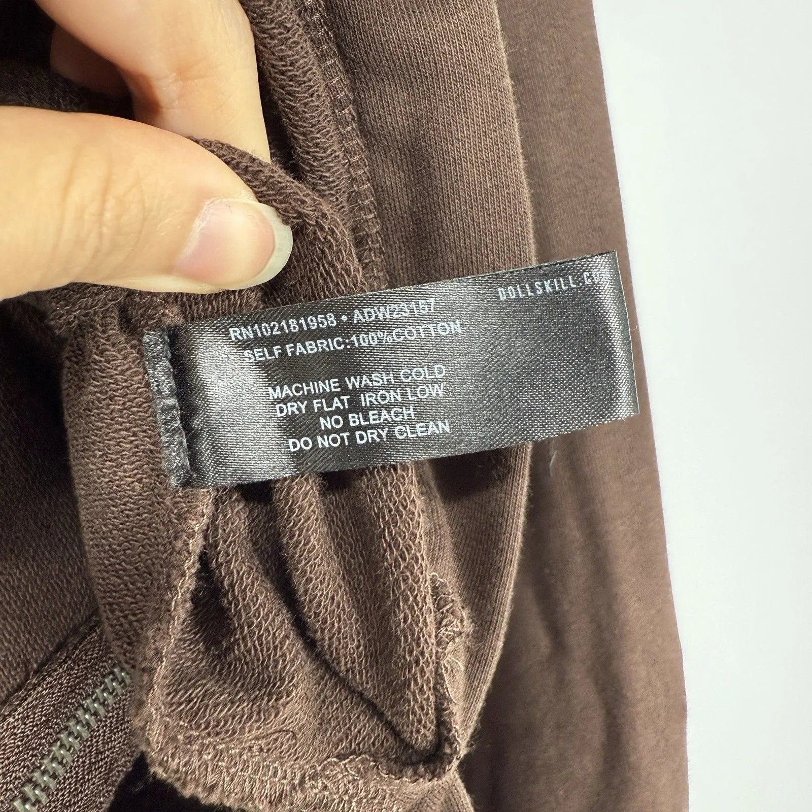 Dolls Kill Darker Wavs Womens Brown Embroidered Zip Up Hoodie Jacket Size S Goth - Image 3