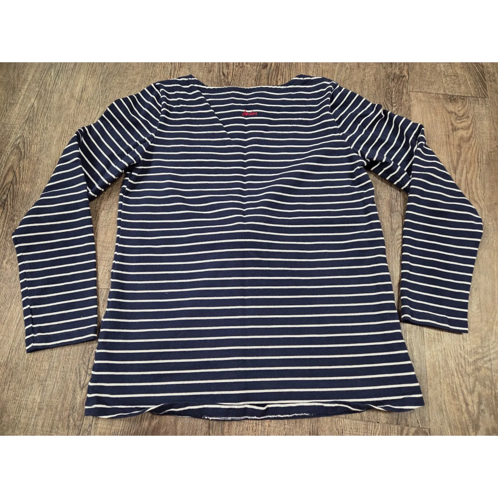 Joules Harbor Luxe Reindeer Navy Blue Long Sleeve Christmas Shirt US 8 Medium - Image 5