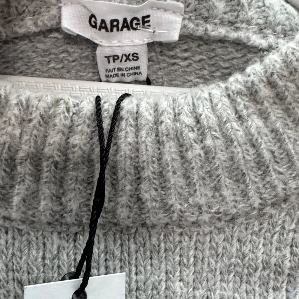 GARAGE Heather Gray Crew Neck CROP Sweater - Image 3