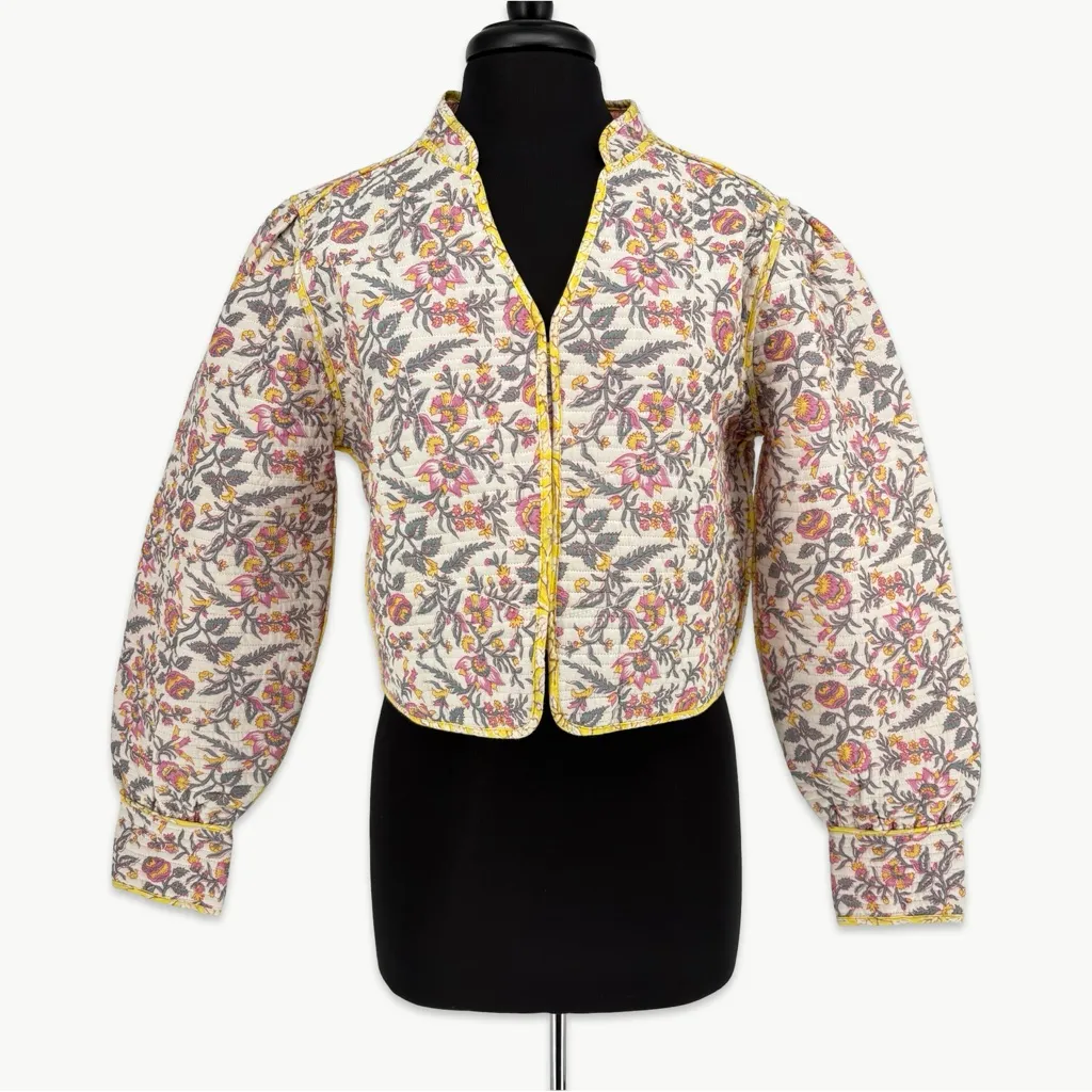 NWOT LLANI x Free People Sofi Reversible Floral Jacket | Small | Ivory/Coral - Image 8