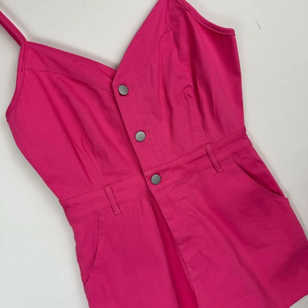 NWT Day + Moon Pink Denim Romper Button Front One Piece Size M - Image 7