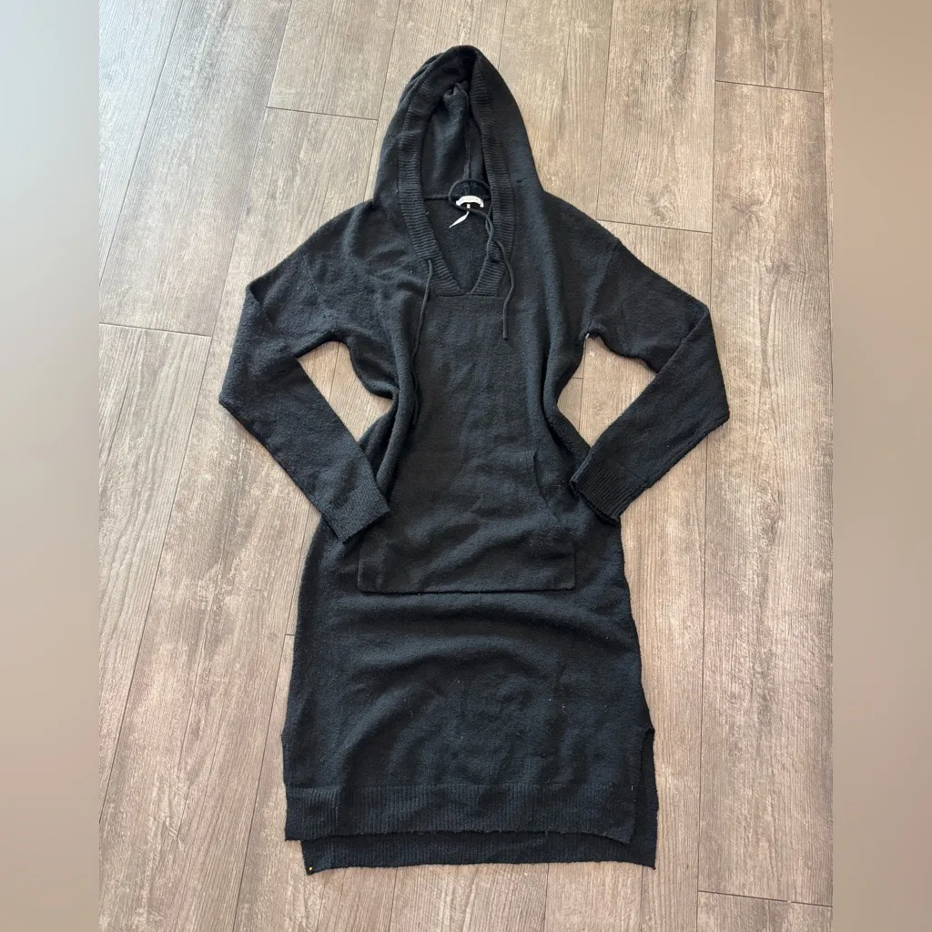 Chic Black Long Sleeve Hoodie Dress - Image 5