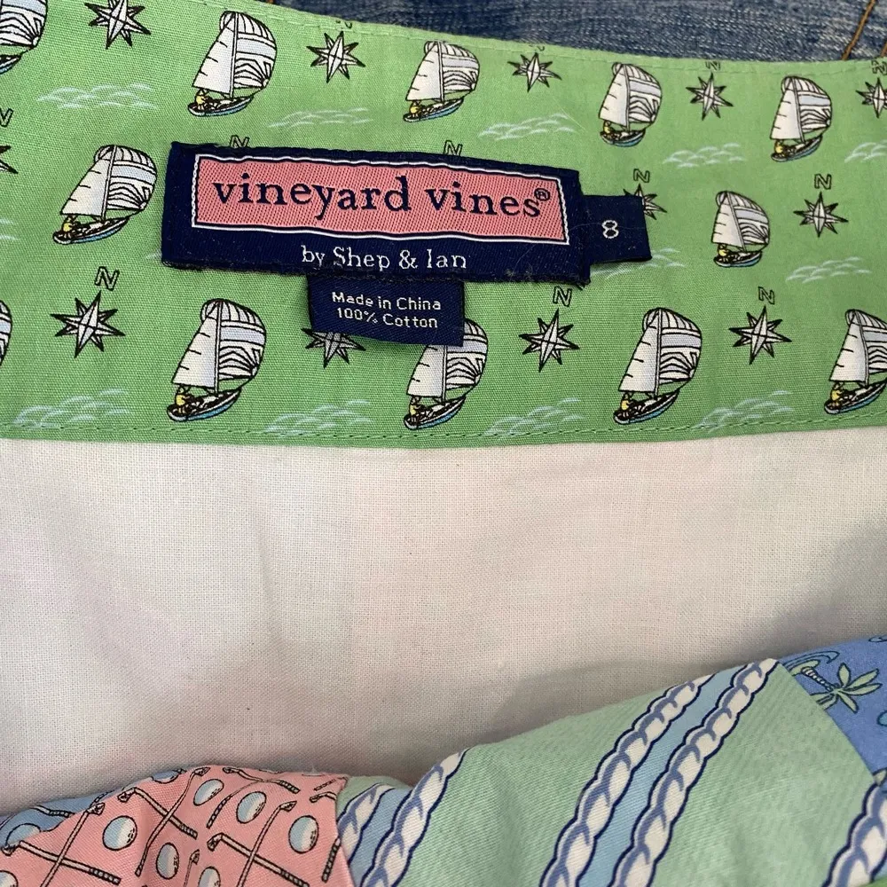 Vineyard Vines Green Patchwork Wrap Multicolor Golf Mini Skirt Women's Size 8 - Image 5