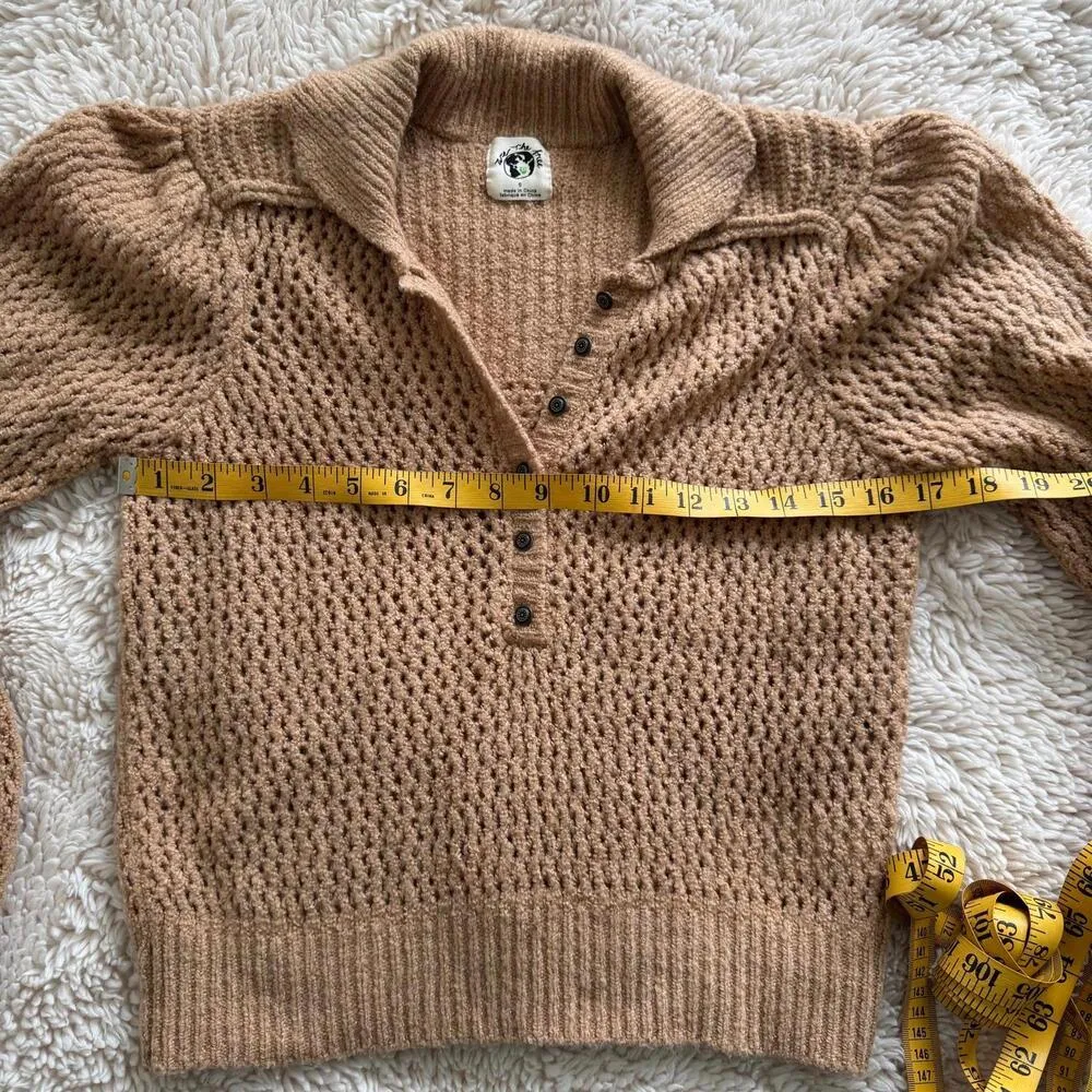 We The Free Snowdrift Henley Camel Knit Sweater - Image 6