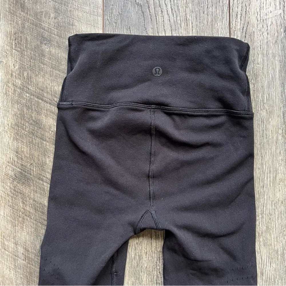 Lululemon High Rise Reveal Precision Tights in Black Size 2 Laser Cut Mesh Leg - Image 9