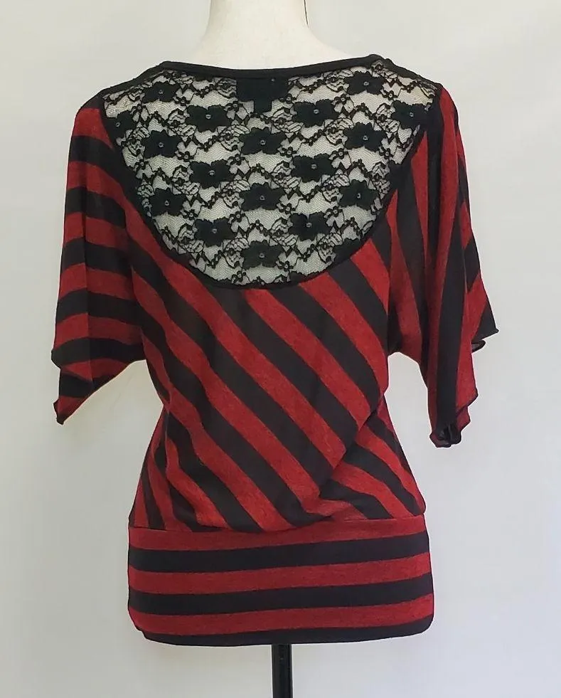 Bwear Red & Black Striped Too W/ Lace Back - Image 2