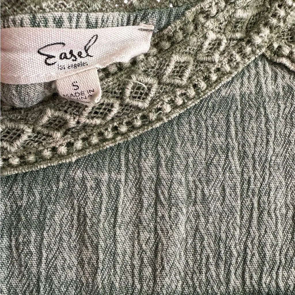 Easel Sage Textured Knit Monochromatic Minimalist Boho Hippie Lagenlook Top Sz S - Image 3