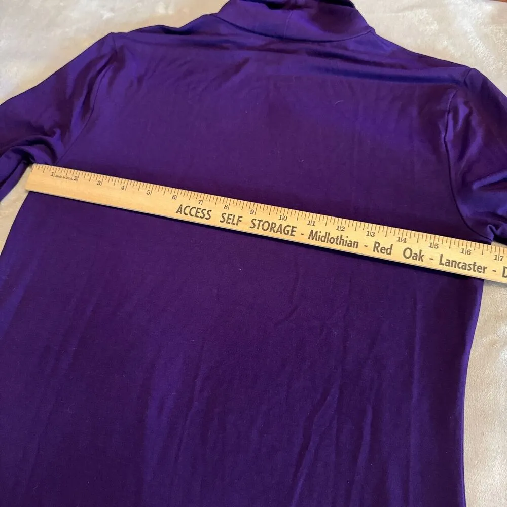 Lauren Ralph Lauren Purple Turtleneck Stretch Top sweater short sleeve viscose L Size L - Image 5