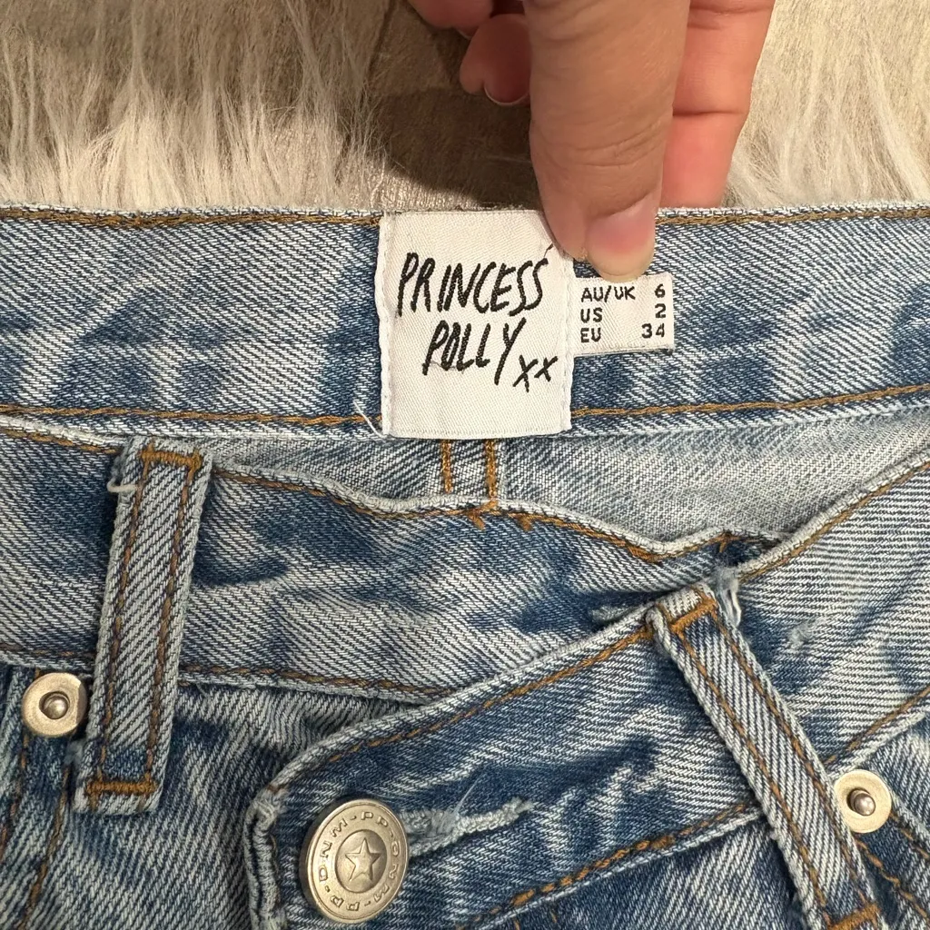Princess Polly Light Blue Denim Jeans Size 2 - Image 4