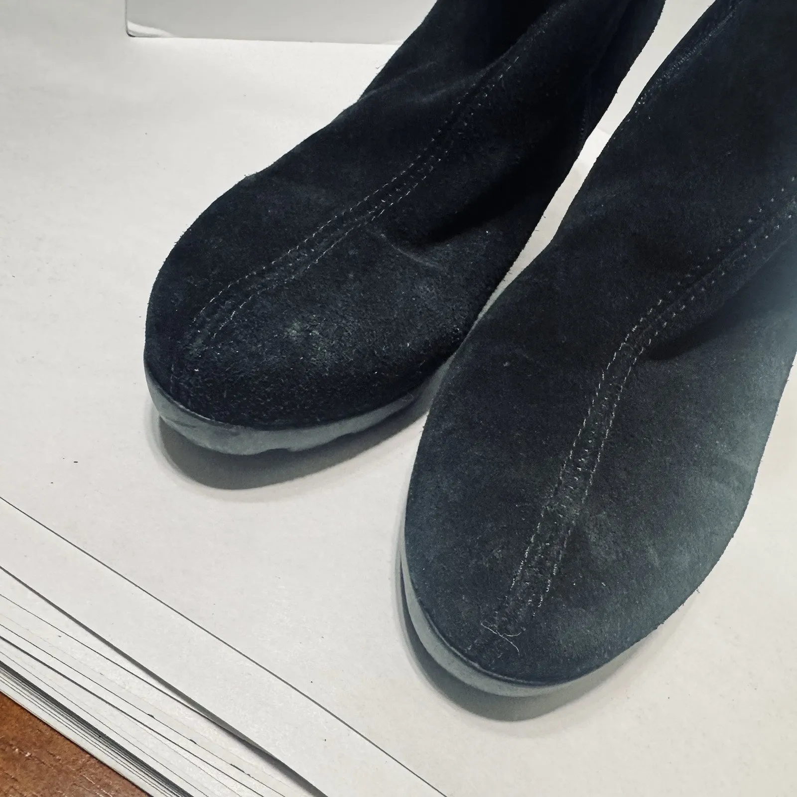 C La Canadienne Lug Sole Boots Womens 8.5 Black Suede Heeled Bootie - Image 3