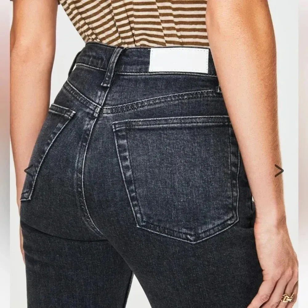 RE/DONE 90S High Rise Straight Leg Jeans Stoned Noir Black Size 24 - Image 2