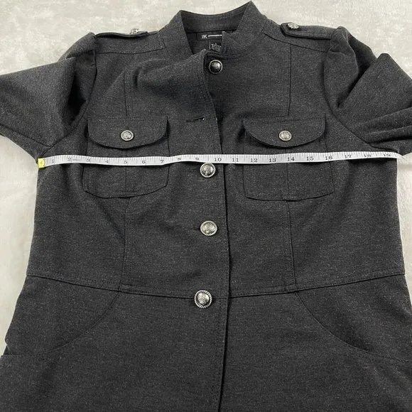 INC INTERNATIONAL CONCEPTS Women's Military Style Ponte‎ Knit Jacket Large Gray - Image 6