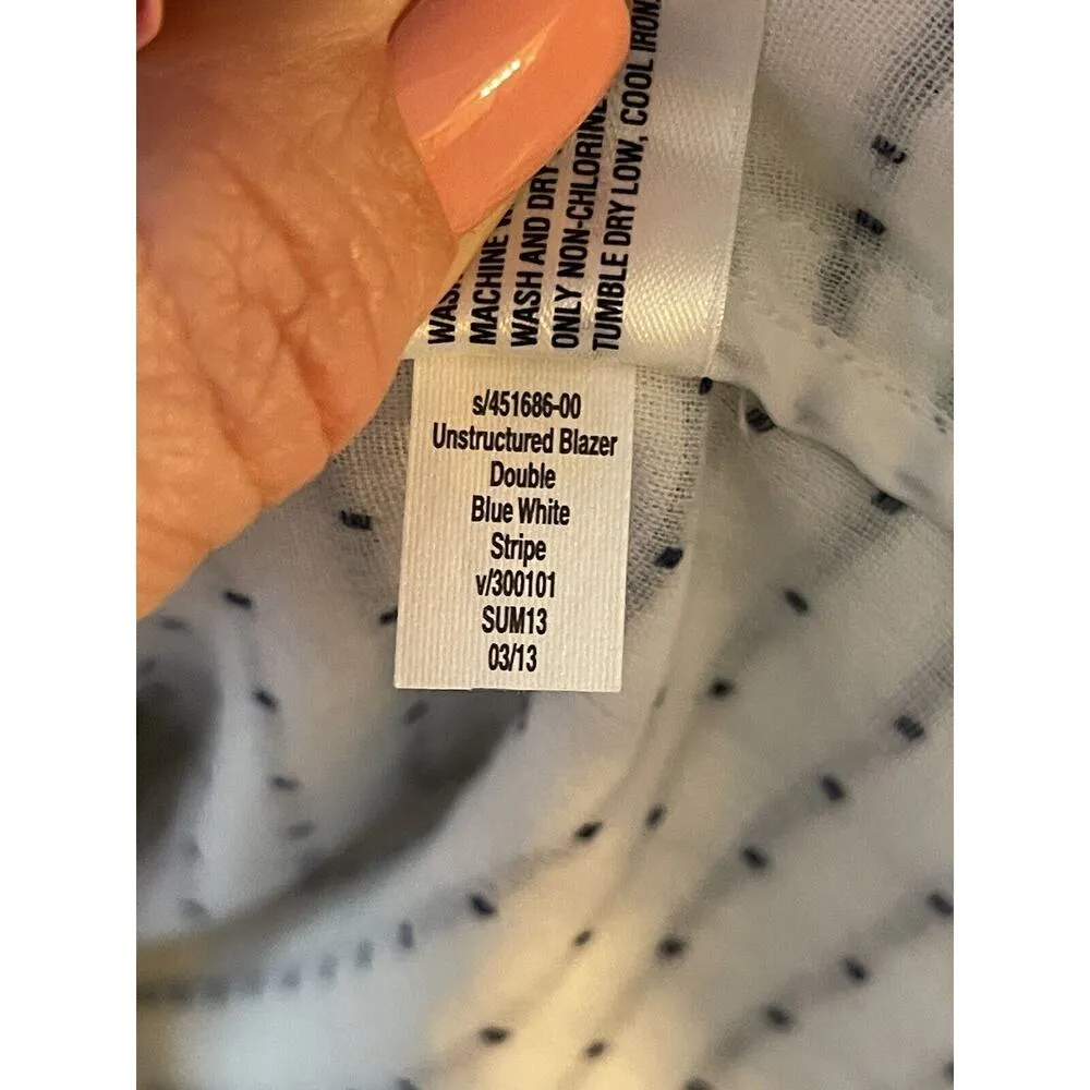 Gap The Academy Blazer Unstructured Blue/White Stripe Nautical Cotton Size 8 - Image 6