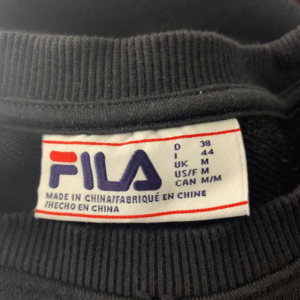 Fila Crewneck Pullover Knit Sweatshirt M Black Pastels Logo Spell Out - Image 6