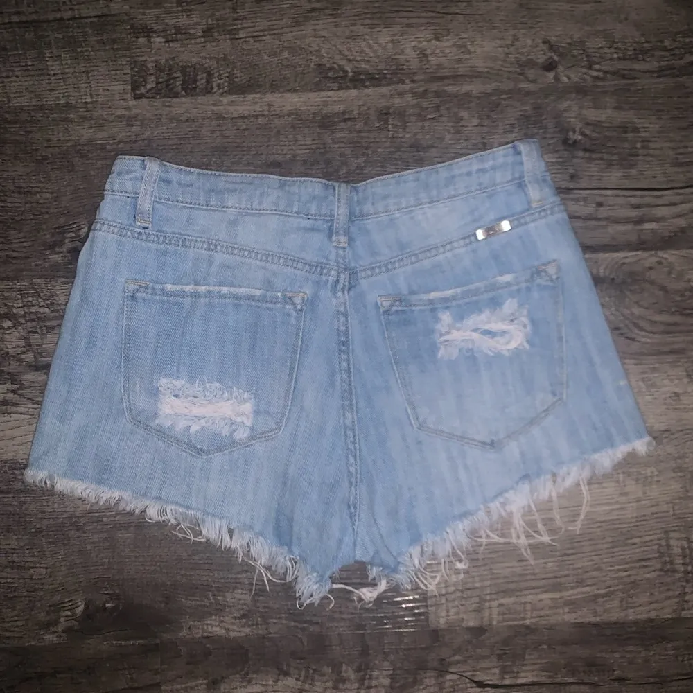 KanCan Distressed Light Blue Jean Shorts Womens Medium Cutoffs Mid - Image 8