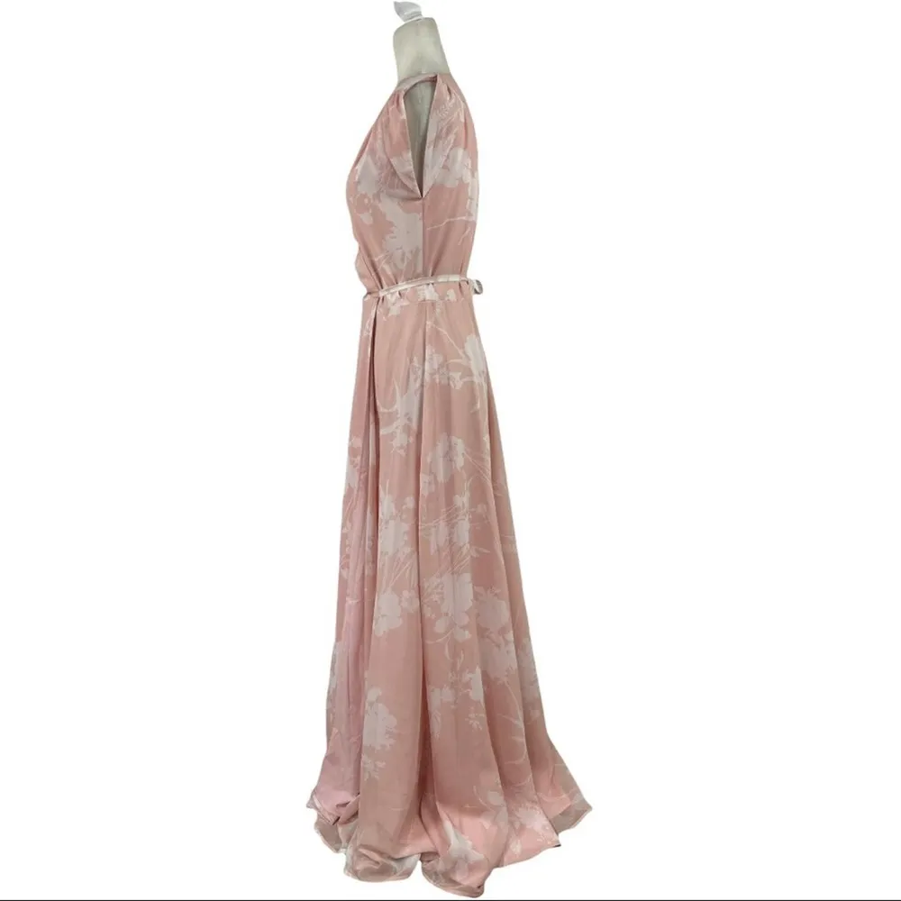 Yumi Kim Bridesmaid Sashay Away Wrap Maxi Floral Pink Sleeveless Dress Small - Image 4