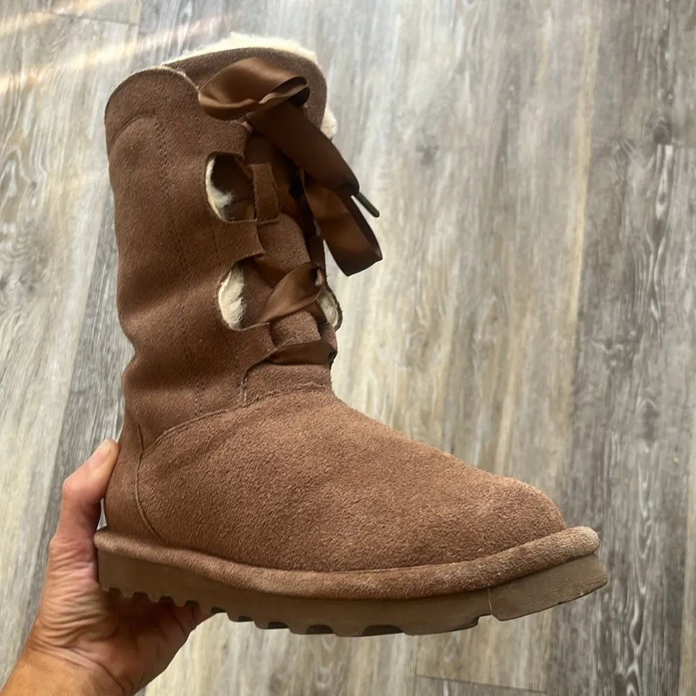 BEARPAW Taylor Suede Water & Stain Repellent Never-Wet Boots Cocoa Brown size 7 - Image 3