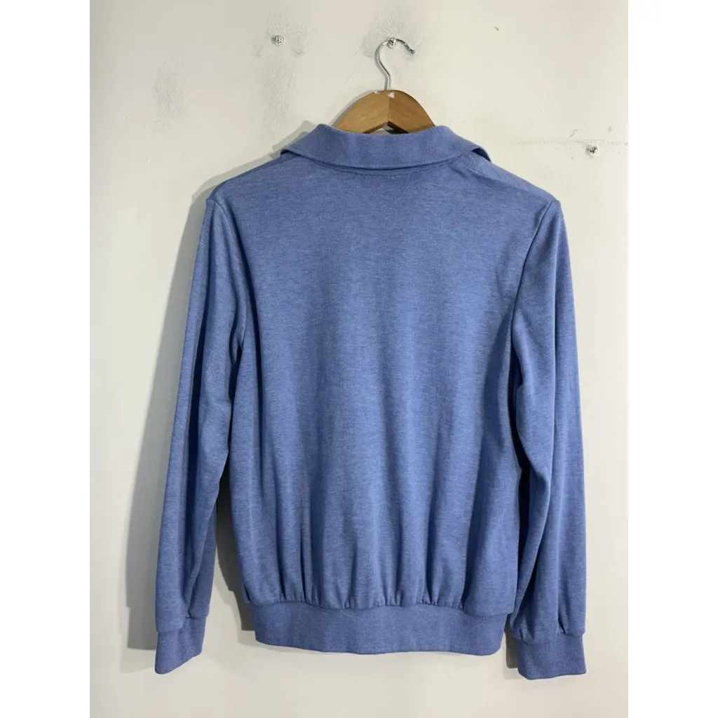 Womans Alfred Dunner Small Blue 1/4 Zip Embroider Rhinestone Pullover Sweatshirt - Image 2