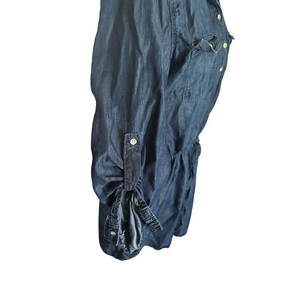 Gloria Vanderbilt Chambray Shirt Dress Button Details & Drawstring Waist Sz M - Image 3