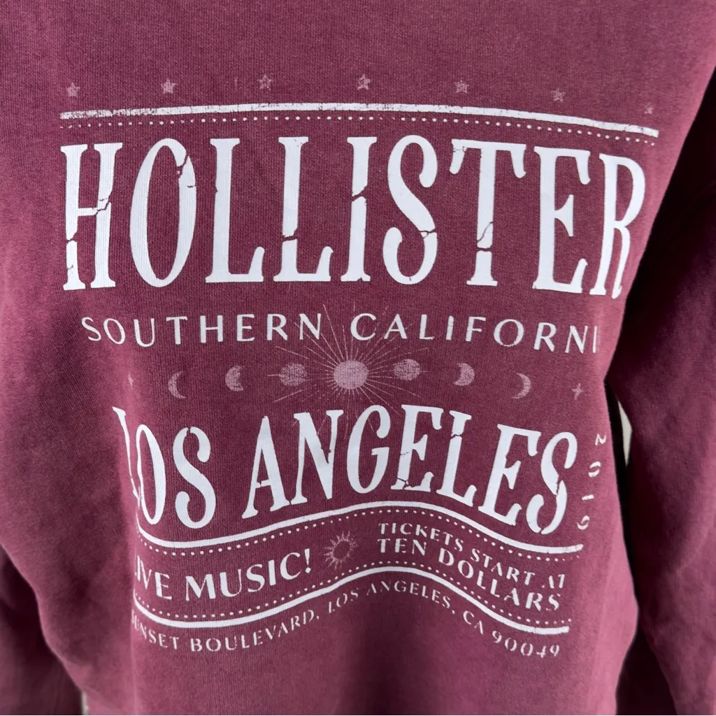Hollister Oversized Los Angeles Music Tour Burgundy Sweatshirt Top Size XS - Image 3
