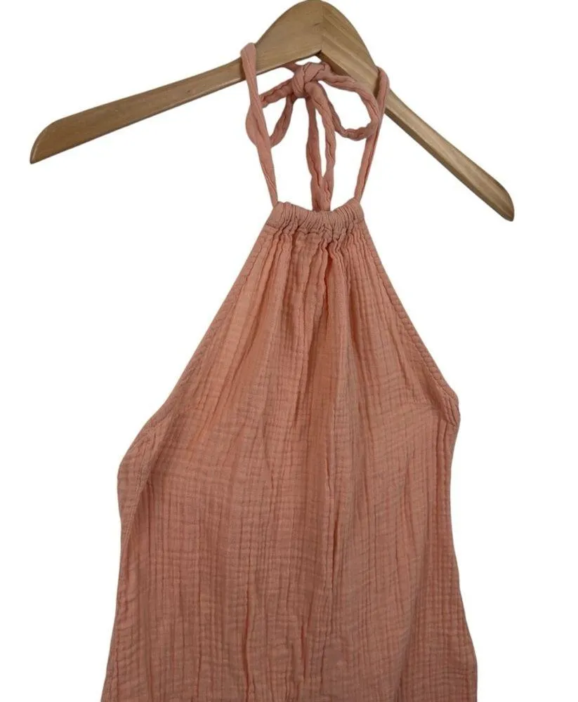 ASOS DESIGN Halter Midi Dress Gauze apricot pink Beach Boho Cotton Sleeveless 4 - Image 7