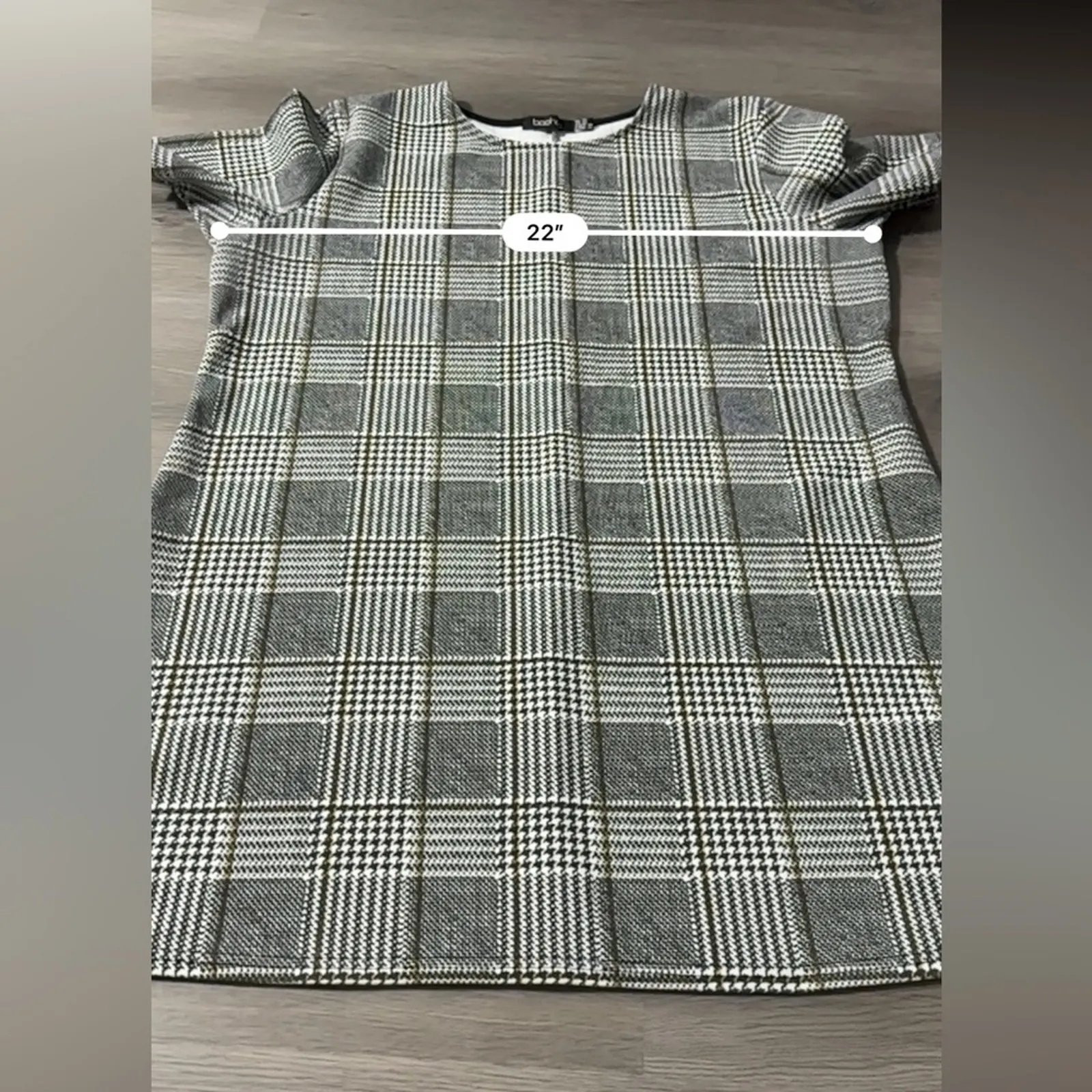 Boohoo Black & White Striped‎ Plaid Houndstooth Short Sleeve Tunic Top Size 12 - Image 8