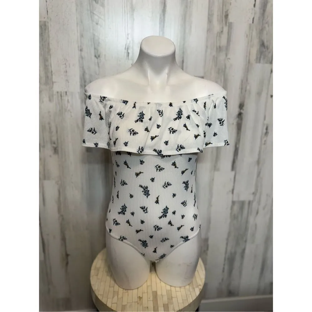 White and floral bodysuit Size L - Image 2