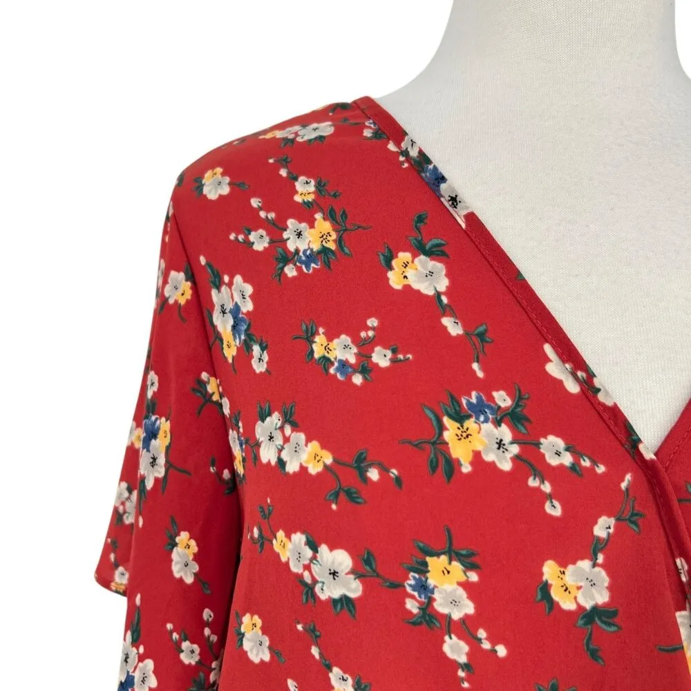 Sienna Sky Floral Wrap Top Rust Orange Red Size Large - Image 4