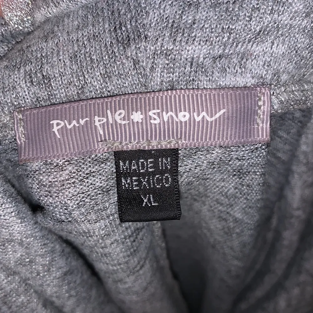 Purple Snow  cowl neck stretchy asymmetrical gray pullover sweater - Image 5