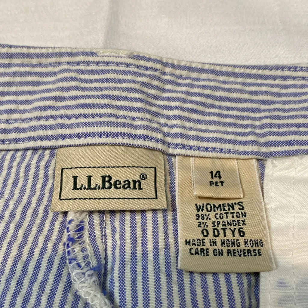12 L.L. Bean Stripe Blue White Capris 14 Petite Wide Leg Office Minimalist Size 14P - Image 6