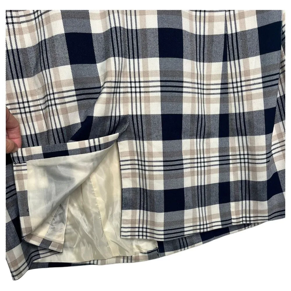 Eloquii Blazer Womens 14 Plaid Long Strong Shoulder One Button Career Blue - Image 6