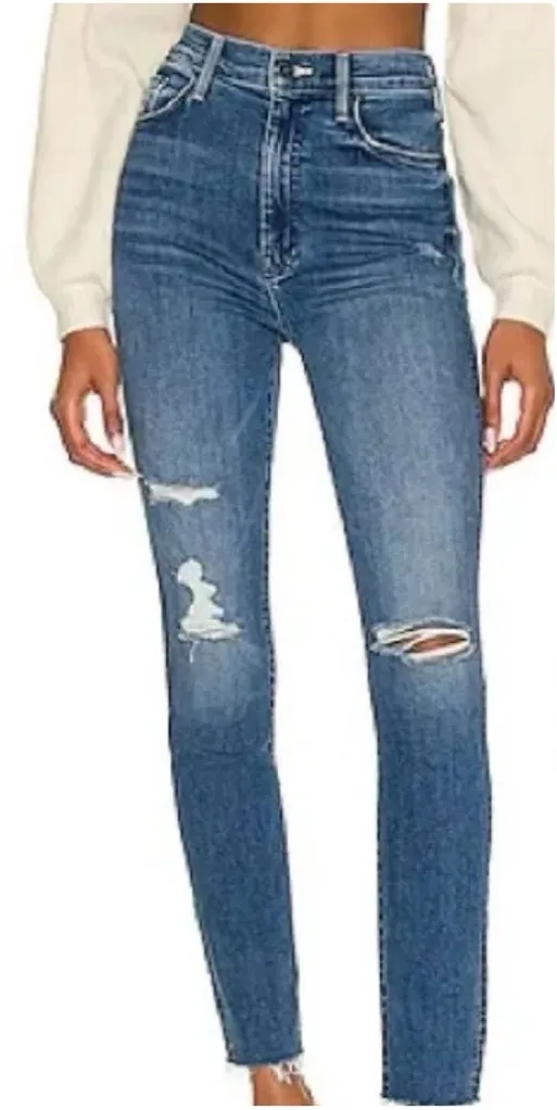 MOTHER The Swooner Ankle Fray Jeans – “Weekend Warrior” – Size 26 Blue - Image 1