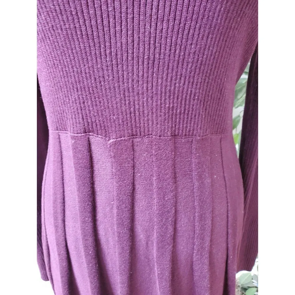 Calvin Klein Women Purple 100% Acrylic Long Sleeve Turtle Neck Knee Length Dress - Image 3
