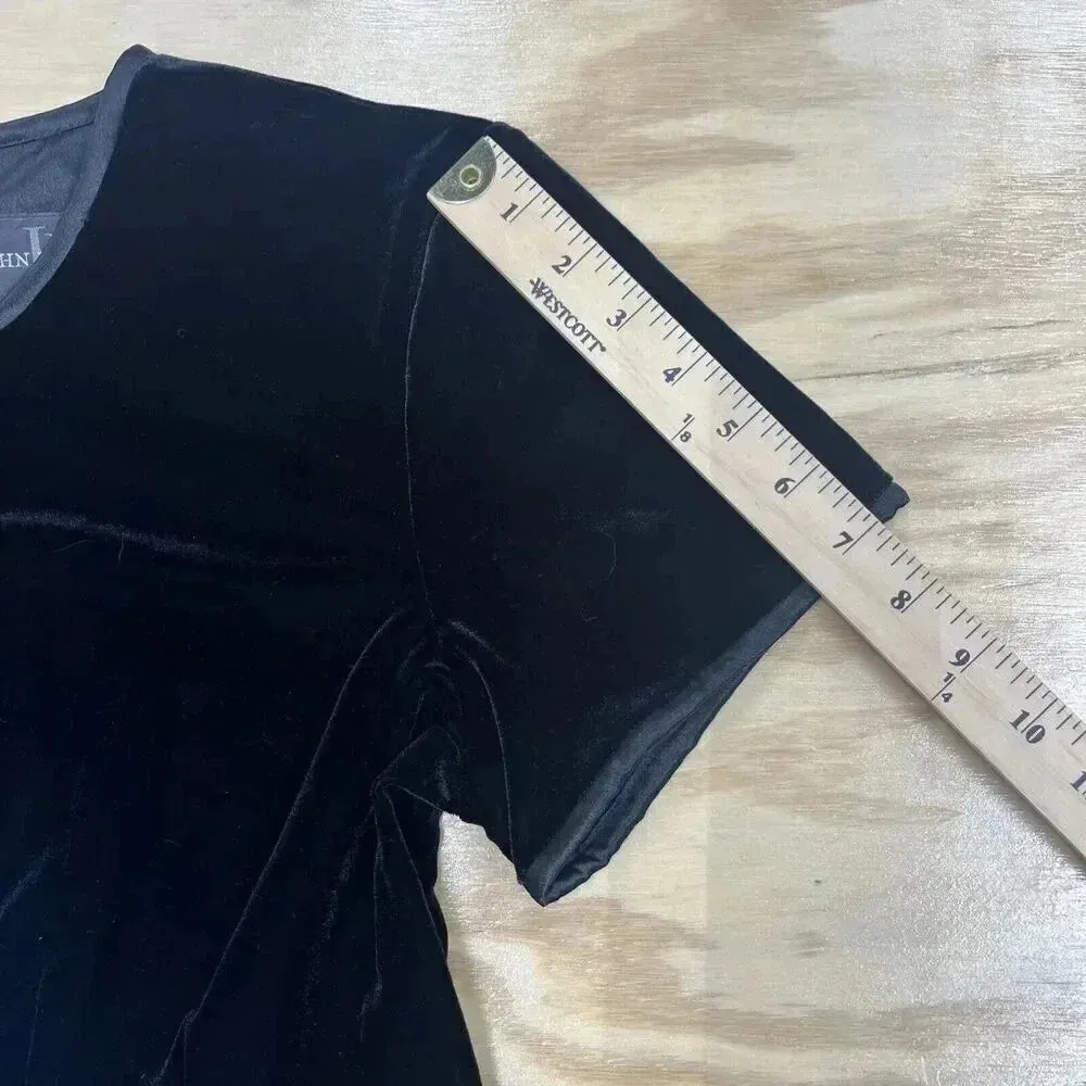 John Roberts Womens Velvet Shift Dress Size 12 Black Cocktail Party Occasion - Image 8