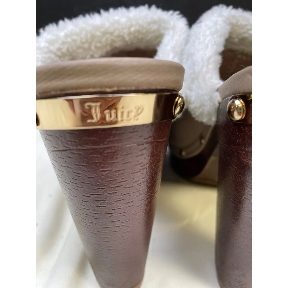 Juicy Couture Women's Tan Faux Fur Shoes/ Clogs Heels 4.5" Size 7 SKU 5496 - Image 9