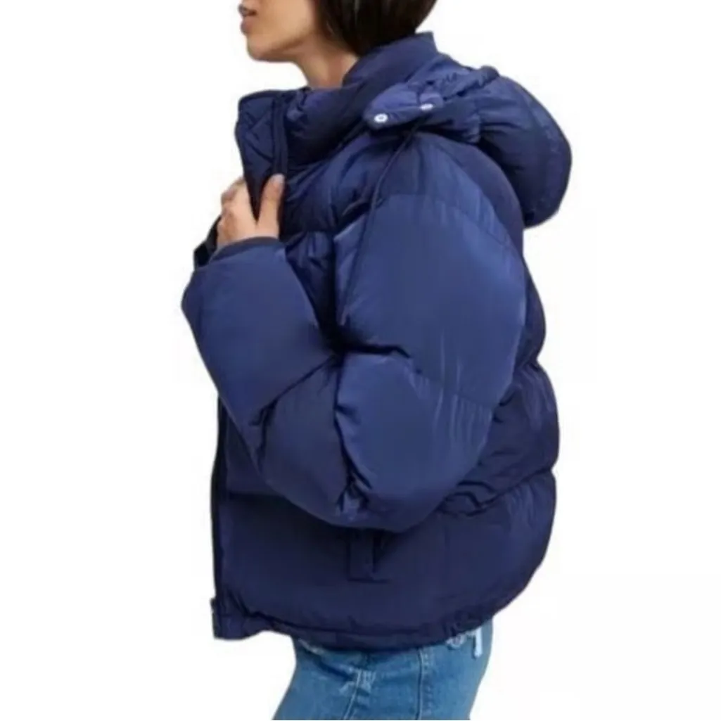 Good American Dark Blue Puffer Jacket - Image 3