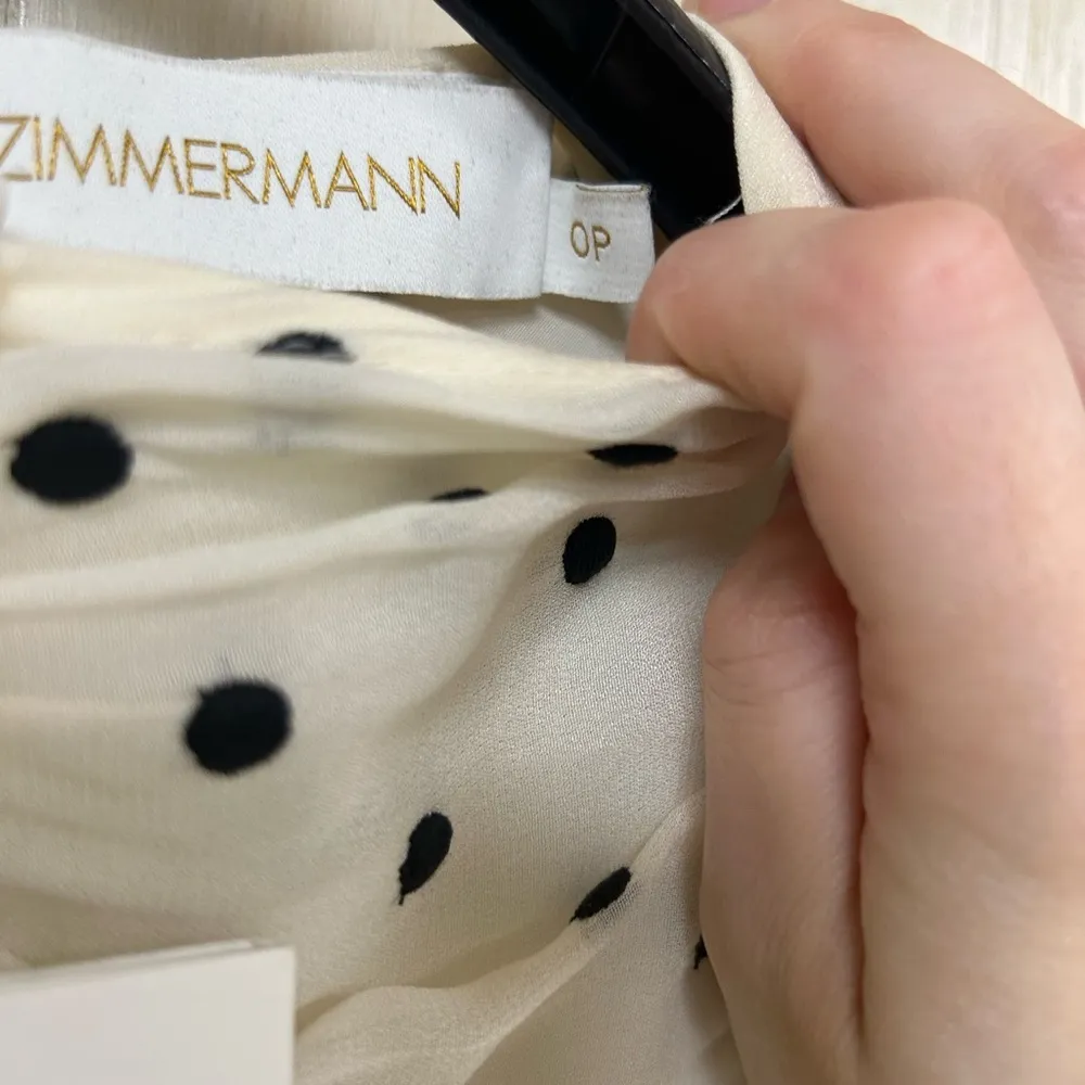 NWT Zimmermann Concert Drawn Midi Dress White with Black Dots Embroidered Ruched - Image 5