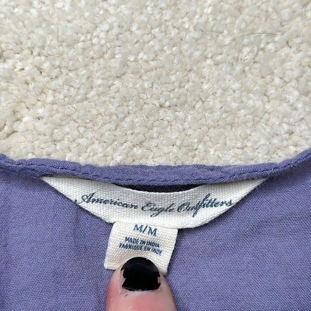 American Eagle: Periwinkle Purple Floral Embroidered Top - Image 3