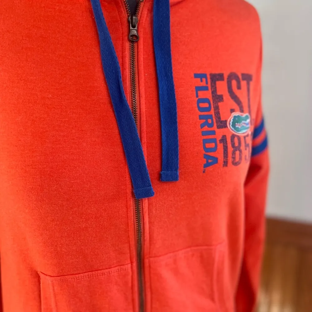 Florida Gators Orange Zip Up Hoodie with Blue Accents Size L - Image 3