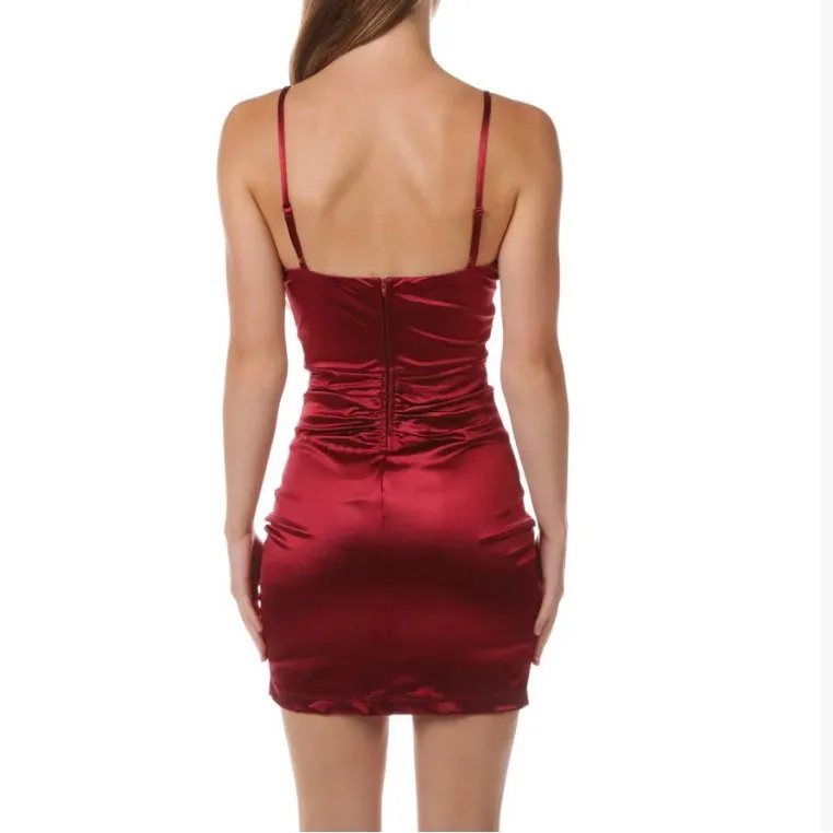 NWT Emerald Sundae Satin Dress Wine Juniors Size XL - Image 2