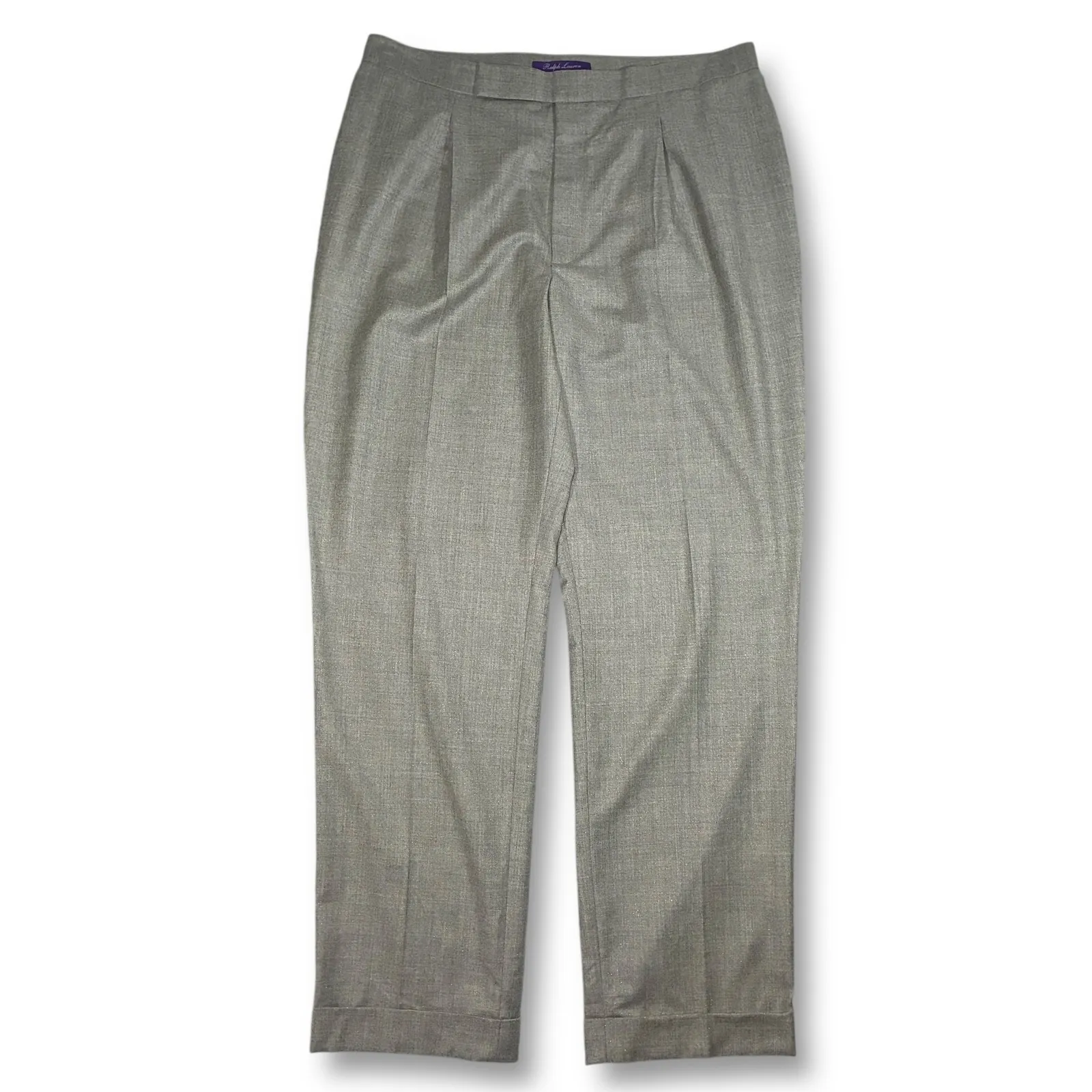 EUC Ralph Lauren Purple Label Jaena Pleated Flannel Pants Trousers Women's 18 - Image 2