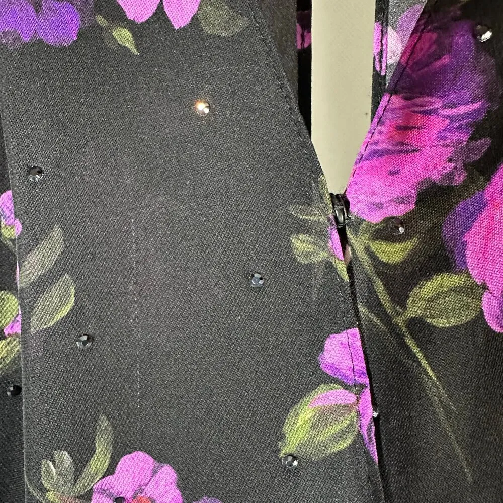 Magda Butrym Dark Floral Printed Silk Pesaro Mini Dress Size US 6 UK 10 FR 38 - Image 14