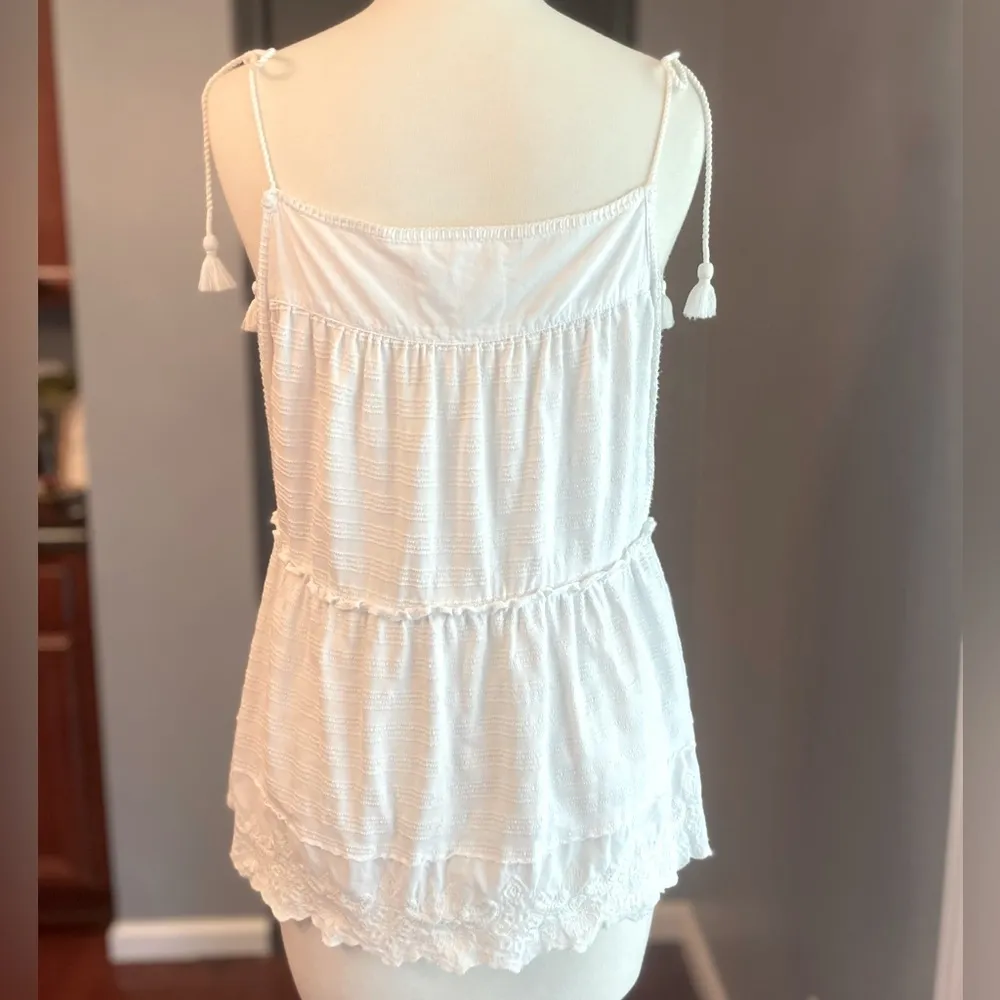 Anthropologie White Sleeveless Eyelet Lace Boho Festival Crochet Tank Top - Image 4