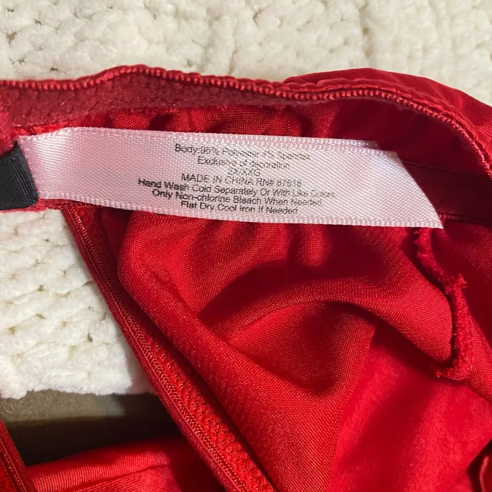 Flora’s Follies Red Satin Babydoll Sexy Lingerie Chemise Slip Plus Size 2X - Image 6