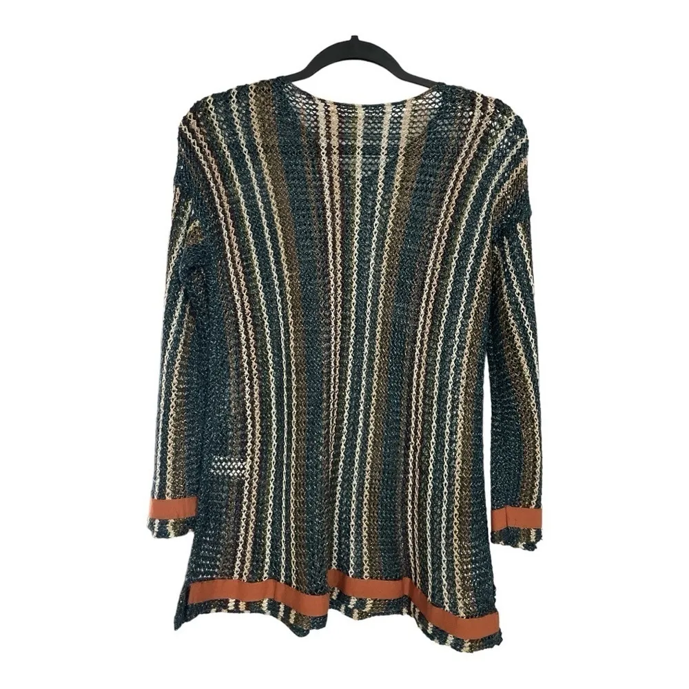 Soft Surroundings Metallic Striped Crochet Knit Tunic Sweater PS Multicolor Boho - Image 5