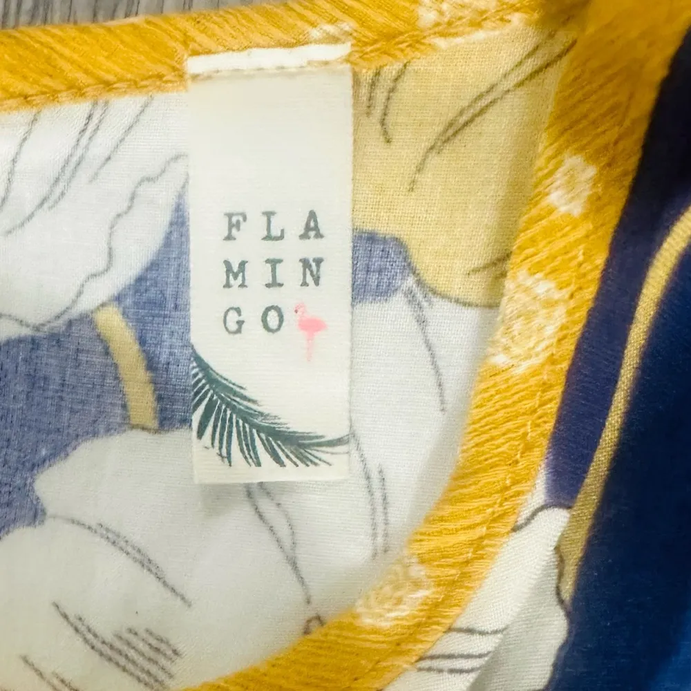 Butter Yellow Blue Floral Midi Sun Dress Med Y2K Coastal Cowgirl Boho Cottage - Image 5