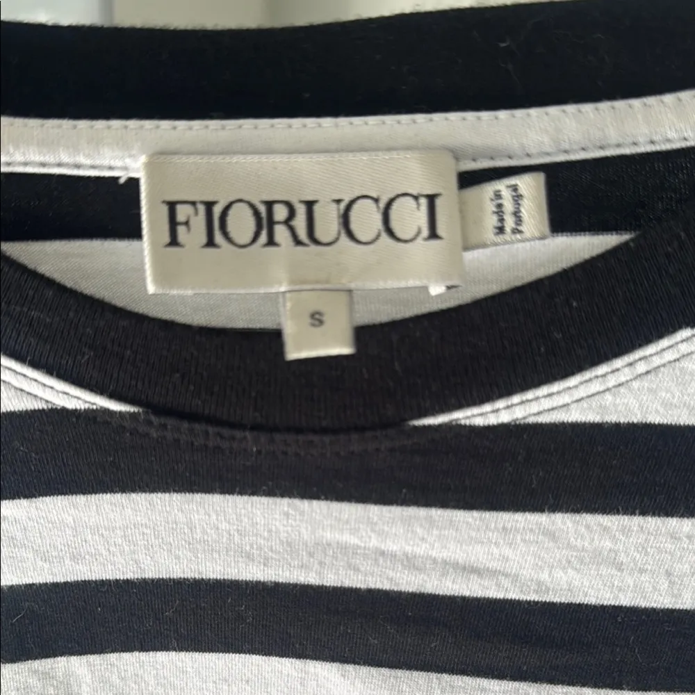 Fiorucci Black and White Striped Top with Red Logo - Image 2