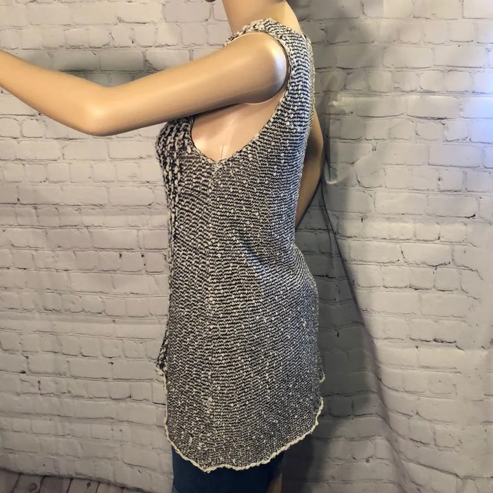 CAbi Black White Tape Yarn Tank Top Tunic Loose Fit Oversized XS - Image 5