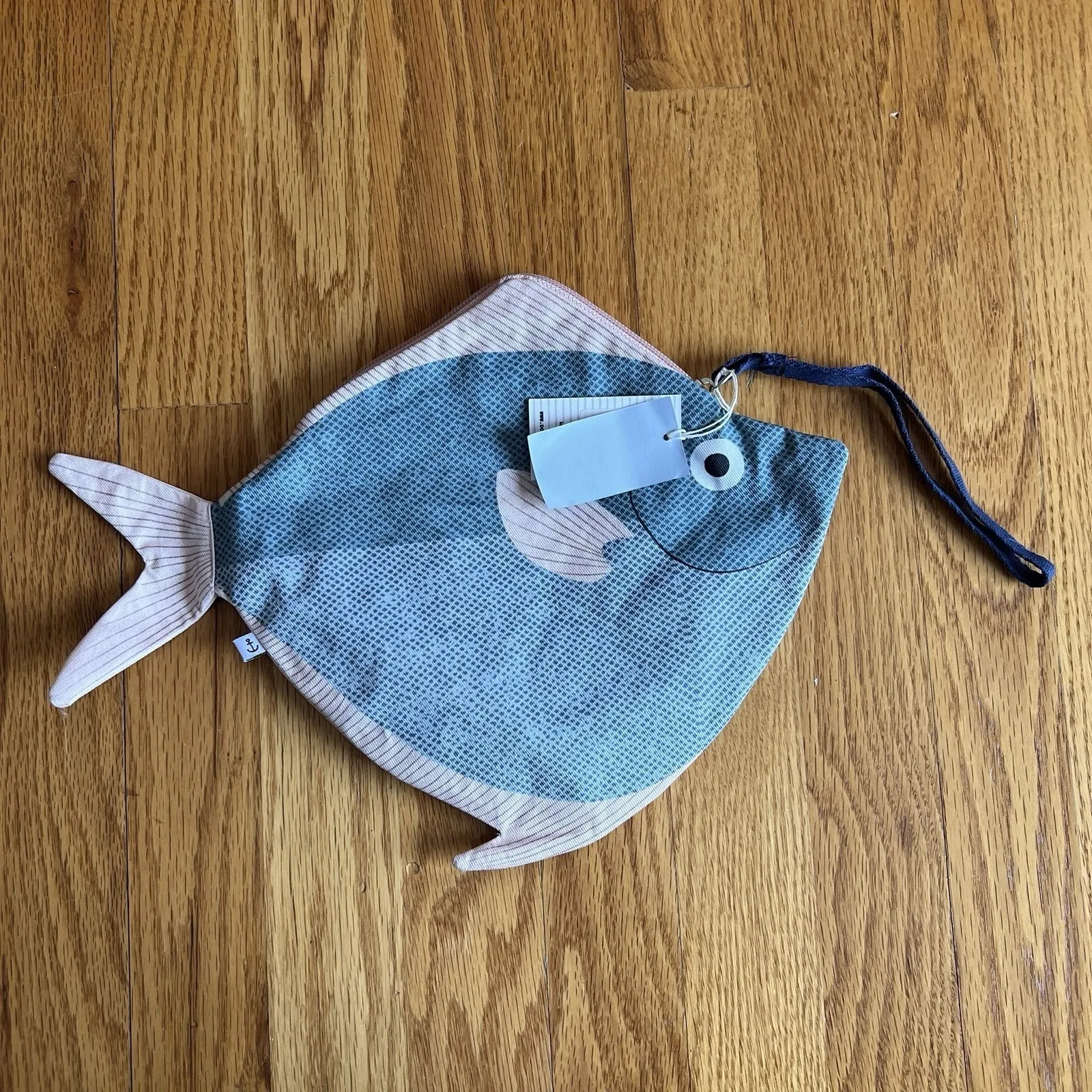 Don Fisher Fish Coin Purse Pouch Blue Cotton Made in Spain - Image 2
